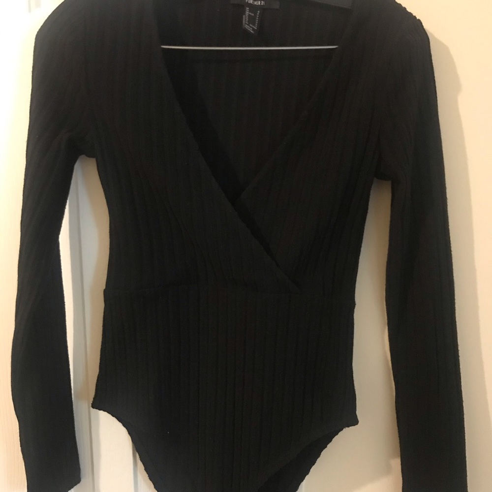 Forever 21 Black Wrap Bodysuit
